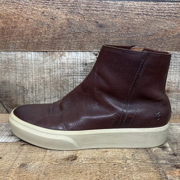 Frye Beacon Inside Zip Boots Brown Leather SZ 9 - Picture 4 of 10